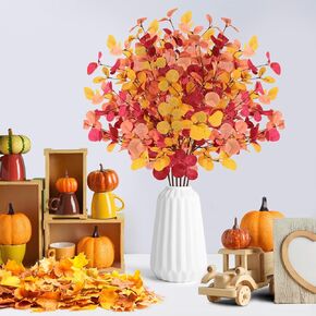 HORDALOR 6 Pcs Eucalyptus Leaves Fall Decorations for Home, 27.5" Artificial Fall Eucalyptus Stems, Branches Leaves for Thanksgivings Harvest Decor, Fall Floral Arrangements Fall Decor in Kuwait