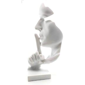 Creative Abstract Men Figurine Sculptures, Keep Silence Statue, Thinker Statue, Office Home Decor (Black)