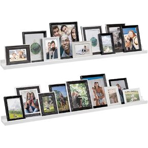 Ochoice Floating Picture Ledge Shelf - 72 inch White Photo Shelves with Lip, Long Wood Bookshelf for Living Room, Bedroom, Nursery, Wall Decor Set of 2 in Saudi Arabia