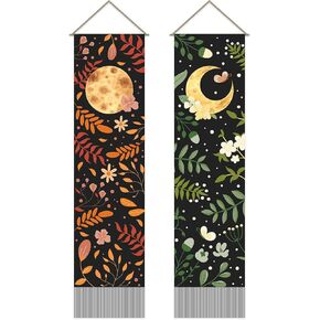 AHANDMAKER 2PCS نسيج ماندالا، الأزهار البوهيمية الطويلة نسيج عمودي الجدار شنقا، ماندالا جدار ديكور بوهو نسيج، خمر نسيج الجدار الجمالي لغرفة النوم غرفة المعيشة ديكور النوم (51 × 13 بوصة) in Kuwait