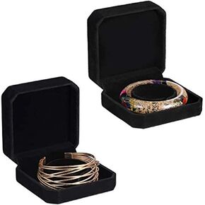 Joy.Box 2 Pack Square Black Velvet Bracelet Gift Box Jewelry Display (2pc Bracelet Bangle Box) in Kuwait