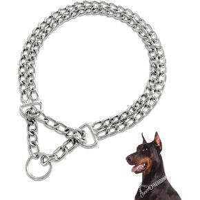 Dog Chain Collar Metal Martingale Anti Chew Training Collars Chew Proof, Chrome Plated, Double Link for Small Medium Dogs (for Pet's Neck 16-19'') in Saudi Arabia