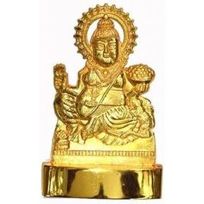 IS4A Ashtadhatu Kuber Kubera Vaisravana Ekaksipingala Raja Statue Idol Gold Polish (Small 2.8 Inch)