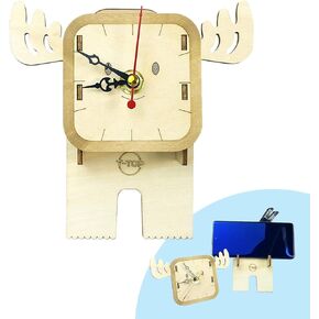 ساعة منبه SAPYONY لغرفة النوم مصنوعة من الخشب الكهربائي، بجانب السرير للأطفال الذين ينامون بعمق والأطفال المسنين والمكتب المنزلي ثلاثي الأبعاد لغز DIY مُجمَّع يدويًا متعدد الوظائف على مدار الساعة وحامل قلم in Kuwait