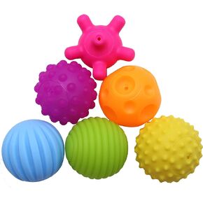 FIVOENDAR 6 Pack Sensory Balls for Kids, Massage Soft & Textured Balls Baby Hands Squeeze Balls Set Develop Kid's Tactile Senses Toys for Touch Hand Ball