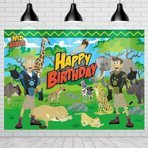لوازم حفلات أعياد الميلاد Wild Kratts المرخصة رسميًا من Treasures - خلفية Wild Kratts مقاس 4.25 قدم × 6 أقدام خلفية عيد ميلاد سعيد - لافتة عيد ميلاد Wild Kratts - ديكورات حفلات Wild Kratts in Kuwait
