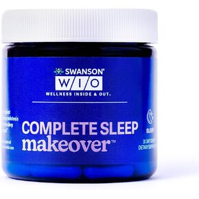 Swanson WIO™ Complete Sleep Makeover™ for Better Sleep, Relax, Relaxation, Extra Strength Circadian Sleep Cycle Support, Melatonin 10 mg, Mental Wellness - 4 oz Bottle, 30 Capsules (30-Day Supply) in Saudi Arabia