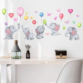 Cartoon Wall Sticker Elephant Balloon Rainbow Wall Stickers Removable Cute Animal Stickers Wall Decor for Kids Room Bedroom Living Room Wall Background Decor in Kuwait
