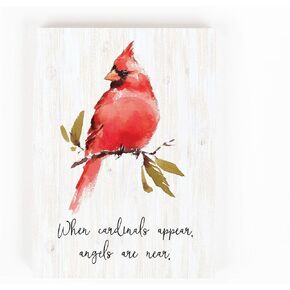 P. Graham Dunn Cardinals Appear Classic White 7.2 x 5.5 Pine Wood Bereavement Block Sign in Kuwait