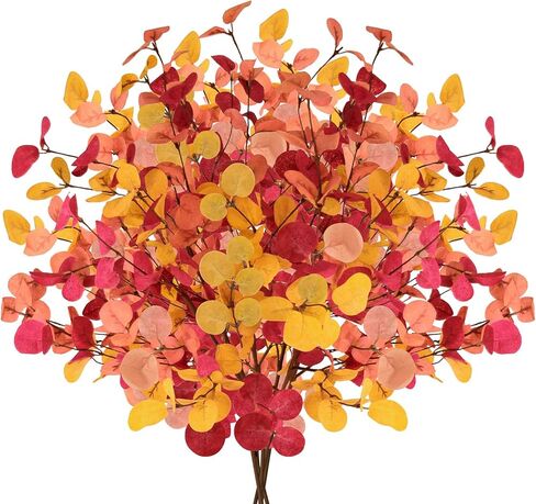 HORDALOR 6 Pcs Eucalyptus Leaves Fall Decorations for Home, 27.5" Artificial Fall Eucalyptus Stems, Branches Leaves for Thanksgivings Harvest Decor, Fall Floral Arrangements Fall Decor in Kuwait