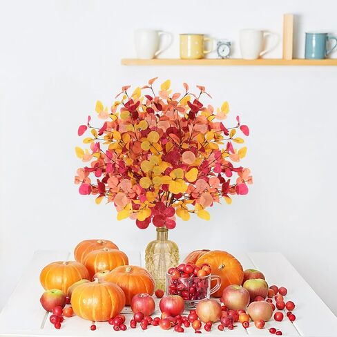 HORDALOR 6 Pcs Eucalyptus Leaves Fall Decorations for Home, 27.5" Artificial Fall Eucalyptus Stems, Branches Leaves for Thanksgivings Harvest Decor, Fall Floral Arrangements Fall Decor in Kuwait