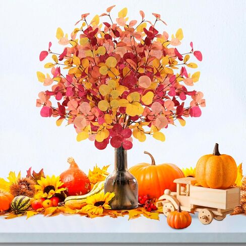 HORDALOR 6 Pcs Eucalyptus Leaves Fall Decorations for Home, 27.5" Artificial Fall Eucalyptus Stems, Branches Leaves for Thanksgivings Harvest Decor, Fall Floral Arrangements Fall Decor in Kuwait