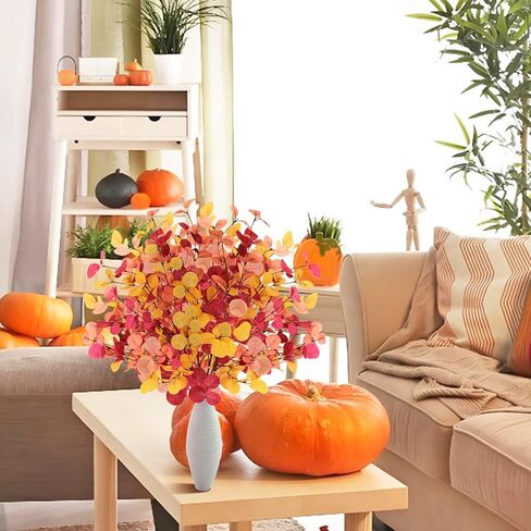 HORDALOR 6 Pcs Eucalyptus Leaves Fall Decorations for Home, 27.5" Artificial Fall Eucalyptus Stems, Branches Leaves for Thanksgivings Harvest Decor, Fall Floral Arrangements Fall Decor in Kuwait