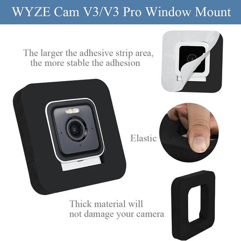 OYOCAM Window Mount Comaptible with Wyze Cam V3, 2 Pack Camera Glass Wall Bracket Screwless Adhesive Mount Window Security Mounting Bracket, Damage-Free, Black in Kuwait