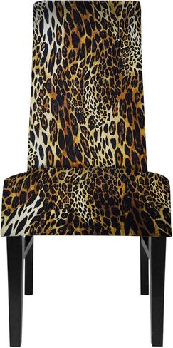 AOYEGO Leopard Chair Covers for Dining Room Wildlife Tiger Skin Feather Brown Black Fur Seat Protector Spandex Desk Slipcover for Home Kitchen in Kuwait