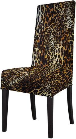 AOYEGO Leopard Chair Covers for Dining Room Wildlife Tiger Skin Feather Brown Black Fur Seat Protector Spandex Desk Slipcover for Home Kitchen in Kuwait
