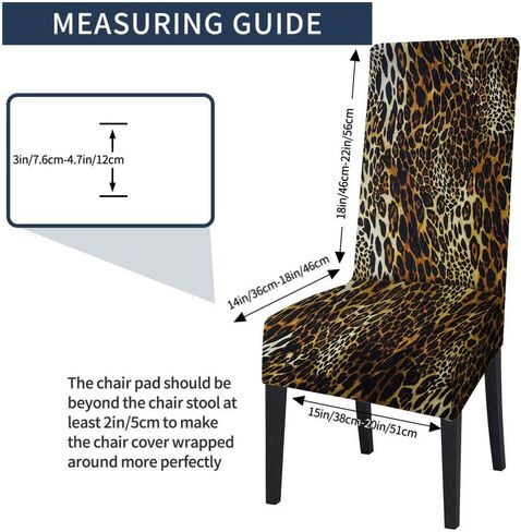 AOYEGO Leopard Chair Covers for Dining Room Wildlife Tiger Skin Feather Brown Black Fur Seat Protector Spandex Desk Slipcover for Home Kitchen in Kuwait