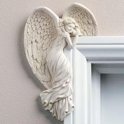 SIQITECHNO Door Frame Angel Decor Statues Ornaments Distressed Angel Sculpture Left or Right Door Corner Angel Decor Resin Wall Sculpture Crafts Vintage Angel Sculpture Ornament for Door Decoration in Saudi Arabia