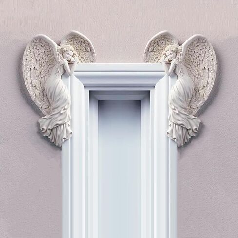 SIQITECHNO Door Frame Angel Decor Statues Ornaments Distressed Angel Sculpture Left or Right Door Corner Angel Decor Resin Wall Sculpture Crafts Vintage Angel Sculpture Ornament for Door Decoration in Saudi Arabia
