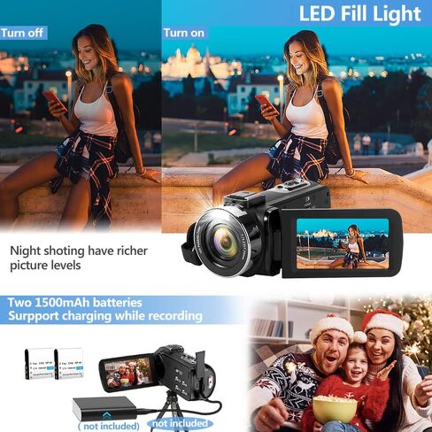 كاميرا VZFIT Full HD 1080p 30FPS كاميرا 24MP 18x كاميرا تسجيل فيديو بتكبير رقمي مع جهاز تحكم عن بعد ووظيفة الإيقاف المؤقت مناسبة للسفر in Kuwait