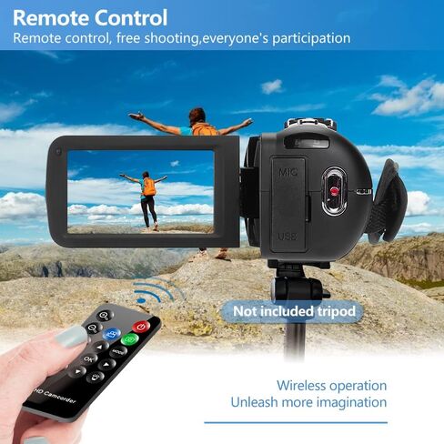 كاميرا VZFIT Full HD 1080p 30FPS كاميرا 24MP 18x كاميرا تسجيل فيديو بتكبير رقمي مع جهاز تحكم عن بعد ووظيفة الإيقاف المؤقت مناسبة للسفر in Kuwait