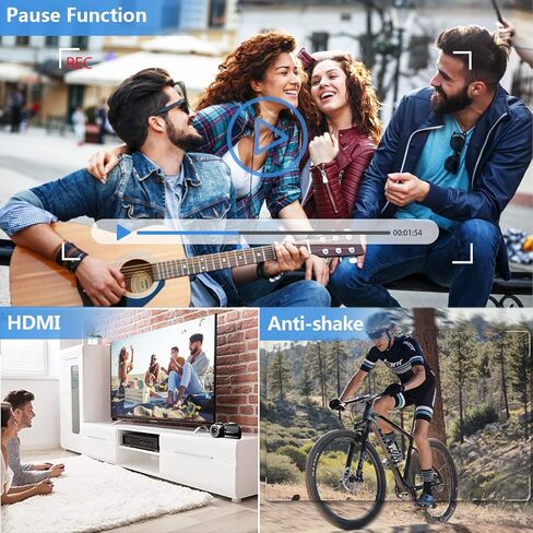 كاميرا VZFIT Full HD 1080p 30FPS كاميرا 24MP 18x كاميرا تسجيل فيديو بتكبير رقمي مع جهاز تحكم عن بعد ووظيفة الإيقاف المؤقت مناسبة للسفر in Kuwait