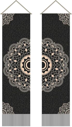 AHANDMAKER 2Pcs Mandala Tapestry, Bohemian Floral Long Vertical Tapestry Wall Hanging, Mandala Wall Decor Boho Tapestry, Vintage Aesthetic Wall Tapestry for Bedroom Living Room Dorm Decor(51x13 Inch) in Kuwait