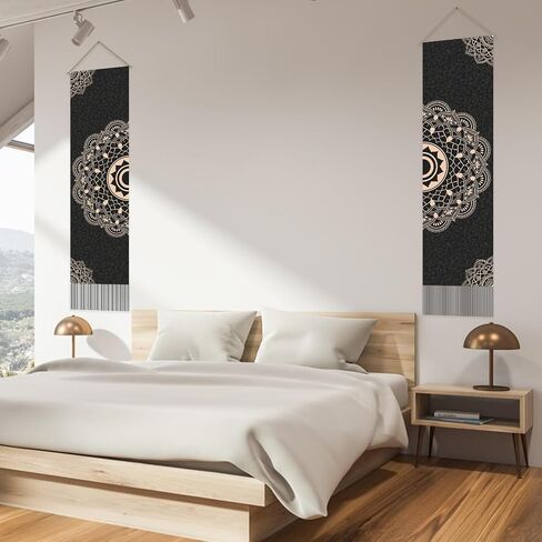 AHANDMAKER 2Pcs Mandala Tapestry, Bohemian Floral Long Vertical Tapestry Wall Hanging, Mandala Wall Decor Boho Tapestry, Vintage Aesthetic Wall Tapestry for Bedroom Living Room Dorm Decor(51x13 Inch) in Kuwait