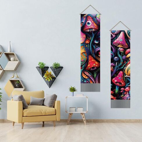 AHANDMAKER 2Pcs Mandala Tapestry, Bohemian Floral Long Vertical Tapestry Wall Hanging, Mandala Wall Decor Boho Tapestry, Vintage Aesthetic Wall Tapestry for Bedroom Living Room Dorm Decor(51x13 Inch) in Kuwait