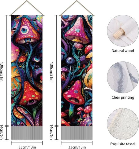 AHANDMAKER 2Pcs Mandala Tapestry, Bohemian Floral Long Vertical Tapestry Wall Hanging, Mandala Wall Decor Boho Tapestry, Vintage Aesthetic Wall Tapestry for Bedroom Living Room Dorm Decor(51x13 Inch) in Kuwait
