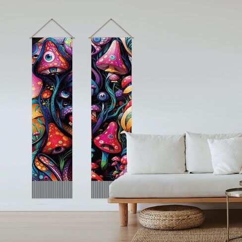 AHANDMAKER 2Pcs Mandala Tapestry, Bohemian Floral Long Vertical Tapestry Wall Hanging, Mandala Wall Decor Boho Tapestry, Vintage Aesthetic Wall Tapestry for Bedroom Living Room Dorm Decor(51x13 Inch) in Kuwait