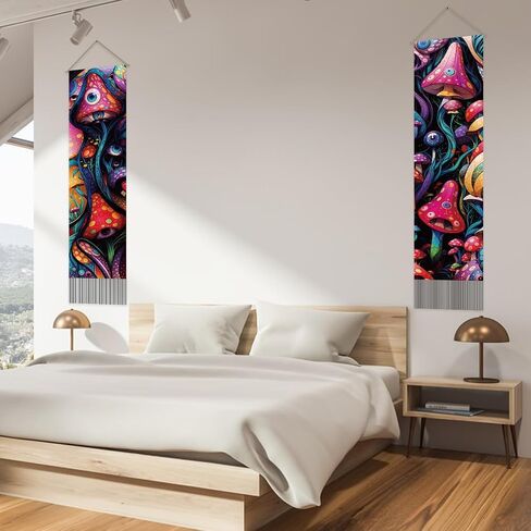 AHANDMAKER 2Pcs Mandala Tapestry, Bohemian Floral Long Vertical Tapestry Wall Hanging, Mandala Wall Decor Boho Tapestry, Vintage Aesthetic Wall Tapestry for Bedroom Living Room Dorm Decor(51x13 Inch) in Kuwait