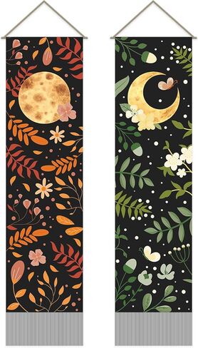 AHANDMAKER 2Pcs Mandala Tapestry, Bohemian Floral Long Vertical Tapestry Wall Hanging, Mandala Wall Decor Boho Tapestry, Vintage Aesthetic Wall Tapestry for Bedroom Living Room Dorm Decor(51x13 Inch) in Kuwait