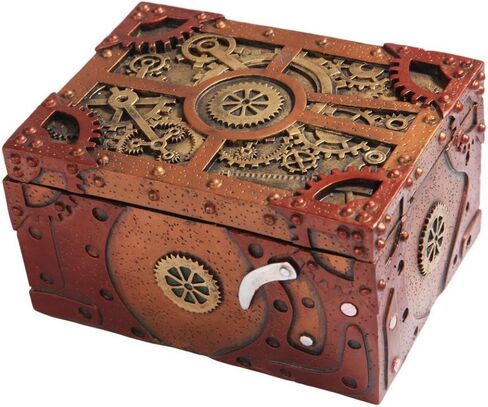 Steampunk Themed Clockwork Jewelry Trinket Box Figurine 5"Long in Saudi Arabia
