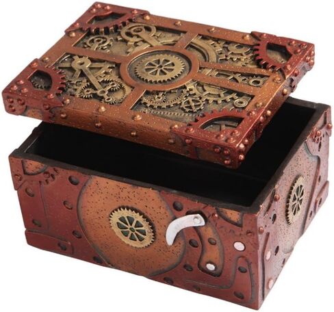 Steampunk Themed Clockwork Jewelry Trinket Box Figurine 5"Long in Saudi Arabia