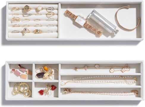 مجموعة حامل مجوهرات لصندوق تنظيم الأقراط من الأكريليك من Lolalet مع مجموعتين من صينية الحلقات المخملية الرفيعة للمجوهرات in Kuwait