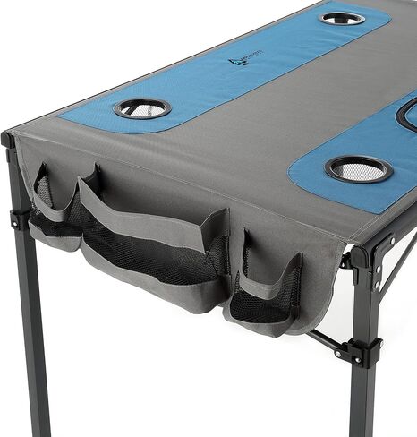 طاولة قابلة للطي محمولة شديدة التحمل مقاس 51 بوصة من ARROWHEAD، 8 حاملات أكواب، مبرد متكامل، حقيبتين للتخزين الجانبيين، لا يوجد سطح مترهل، حقيبة حمل، إطار فولاذي، قماش 600D عالي الجودة، دعم في الولايات المتحدة الأمريكية in Kuwait