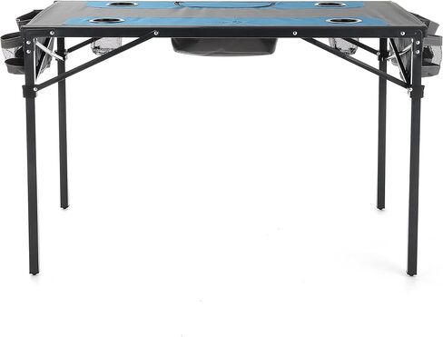 طاولة قابلة للطي محمولة شديدة التحمل مقاس 51 بوصة من ARROWHEAD، 8 حاملات أكواب، مبرد متكامل، حقيبتين للتخزين الجانبيين، لا يوجد سطح مترهل، حقيبة حمل، إطار فولاذي، قماش 600D عالي الجودة، دعم في الولايات المتحدة الأمريكية in Kuwait