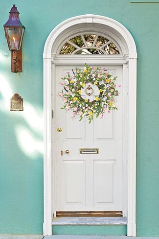 20" Artificial Daisy Flower Wreath - Silk Floral Wreath Yellow Flower Wreath Artificial Spring and Summer Wreath Front Door Wreath for Home Kitchen Wall Door Decor in Kuwait