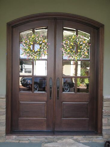 20" Artificial Daisy Flower Wreath - Silk Floral Wreath Yellow Flower Wreath Artificial Spring and Summer Wreath Front Door Wreath for Home Kitchen Wall Door Decor in Kuwait