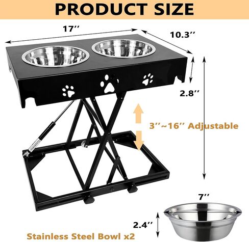 أوعية الكلاب المرتفعة من مونتكس مقاس 3-16 بوصة بارتفاعات غير محدودة وقابلة للتعديل، أوعية للكلاب المرتفعة للكلاب المتوسطة الصغيرة، من 3 إلى 16 بوصة in Kuwait