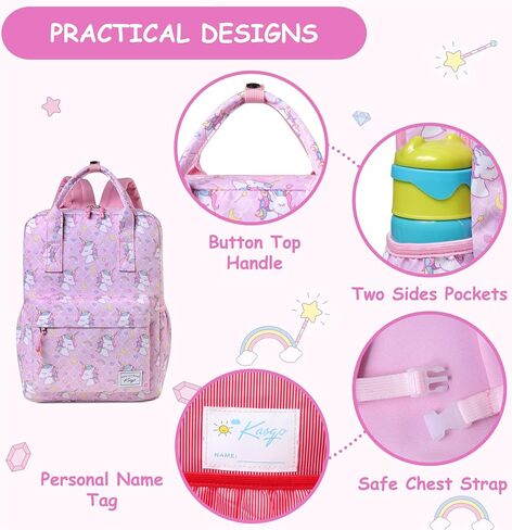 Kasqo Kids Backpack, Lightweight Toddler Backpack Children Bookbag for Preschool Kindergarten with Chest Strap in Saudi Arabia