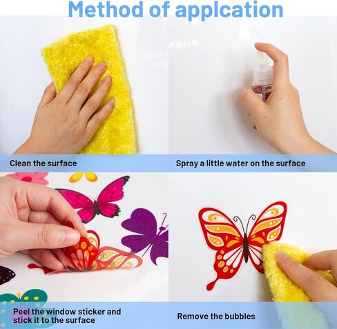 Spring Window Clings for Kids Glitter Butterfly Flower Double-Sided Window Decals Large Size Window Stickers for Baby Shower Spring Themed Party Decoration in Saudi Arabia