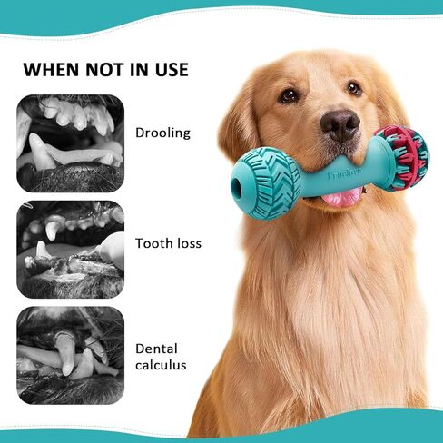 La La Pet®Dumbbell Shaped Dog Chew Toy Natural Rubber Dog Teeth Cleaning Toy Dog Treat Dispensing Toy Dog Oral Chew Toy for Small Medium Large Dogs Red Blue, M in Saudi Arabia