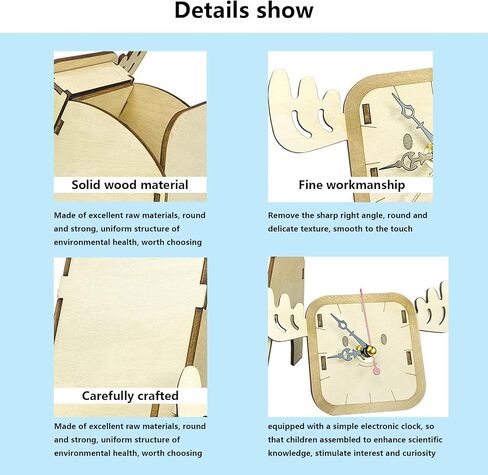 ساعة منبه SAPYONY لغرفة النوم مصنوعة من الخشب الكهربائي، بجانب السرير للأطفال الذين ينامون بعمق والأطفال المسنين والمكتب المنزلي ثلاثي الأبعاد لغز DIY مُجمَّع يدويًا متعدد الوظائف على مدار الساعة وحامل قلم in Kuwait