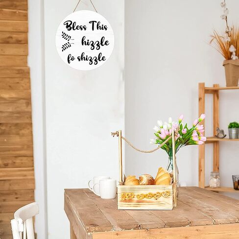 Aowotu Welcome Sign Outside Front Door Funny Wooden Door Sign for Front Porch Decoration Bless This House With Warm Gifts Funny Living Room Decorations Farmhouse Rustic Mural Art Decor 12 In in Saudi Arabia