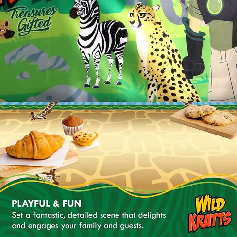 Treasures Gifted Officially Licensed Wild Kratts Birthday Party Supplies - Wild Kratts Backdrop 4.25ft x 6ft Happy Birthday Backdrop - Wild Kratts Birthday Banner - Wild Kratts Party Decorations in Saudi Arabia