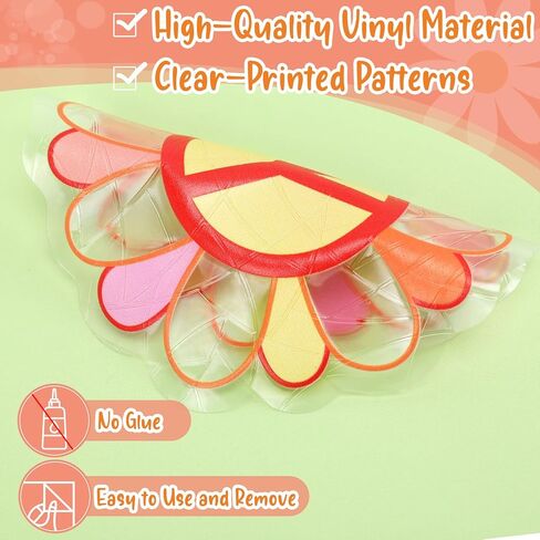 Huray Rayho 16 قطعة من ملصقات النوافذ على شكل فطر رائع وهيبي هيبي بوهو ديزي على شكل فراشة ملصقات نافذة مضادة للتصادمات للطيور غير لاصقة من الفينيل المنشوري وصانعي قوس قزح لتزيين النوافذ in Kuwait