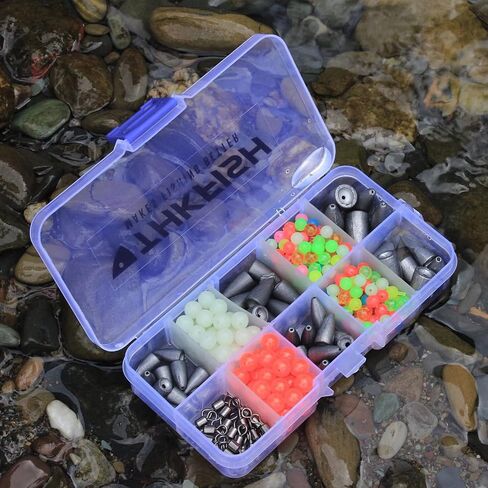 THKFISH Texas and Carolina Fishing Rig Bass Fishing Bullet-Weights for Fishing Sinkers Hooks Rolling Barrel Fishing Swivels Beads Rings Fishing Tackle Kit 35pcs/339pcs/389pcs in Saudi Arabia