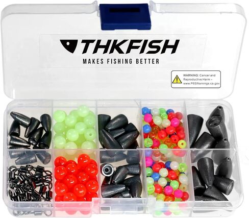 THKFISH Texas and Carolina Fishing Rig Bass Fishing Bullet-Weights for Fishing Sinkers Hooks Rolling Barrel Fishing Swivels Beads Rings Fishing Tackle Kit 35pcs/339pcs/389pcs in Saudi Arabia